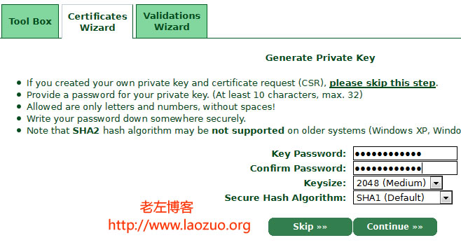 设置SSL私钥密码