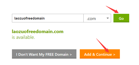  Enter the free domain name we need to register