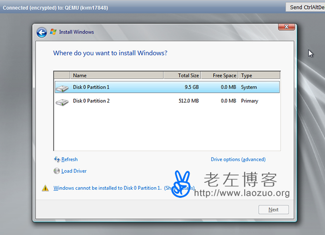 选择Windows安装盘符以及需要格式化