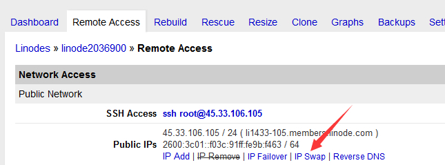 Linode switch retains the original IP address
