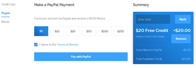  $20 for new registered users of VULTR