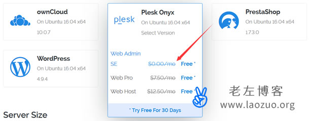  Plesk Onyx version selection and installation