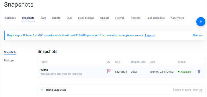  Vultr service provider will charge for snapshot storage. Check whether there is a snapshot that has forgotten to delete. - Page 1