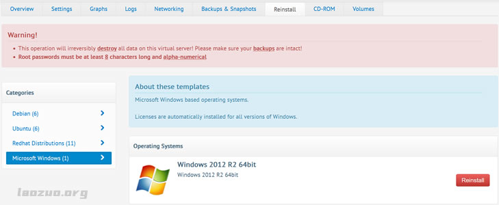 BuyVM安装Windows 2012系统且需要配置网络才能远程连接