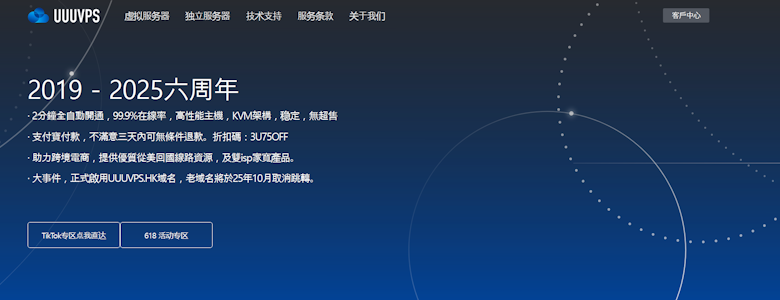 UUUVPS 618年中大促活动 多款年付VPS低至89元 - 第1张